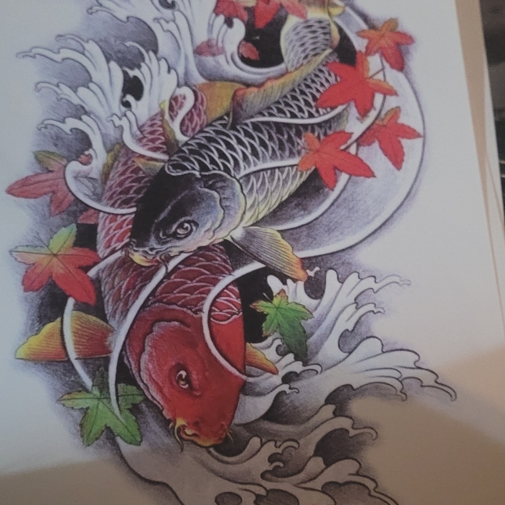 Double Koi Temporary body tattoo
